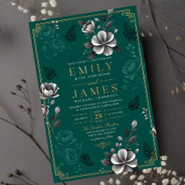 Emerald Green Floral Elegant Sage Gold Botanical Acryleinladungen