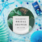 Emerald Green Floral Elegantes Modernes Brautparty Pappteller (Party)