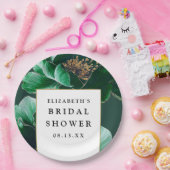 Emerald Green Floral Elegantes Modernes Brautparty Pappteller (Party)