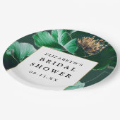 Emerald Green Floral Elegantes Modernes Brautparty Pappteller (Schrägansicht)