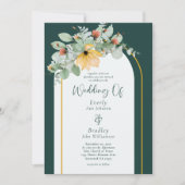 Emerald Green Floral Eucalyptus Non Foto Wedding Einladung (Vorderseite)