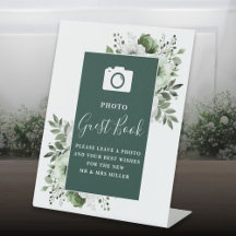 Emerald Green Floral Foto Guest Book Wedding