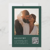 Emerald Green Floral Foto QR Code Brautparty Einladung (Rückseite)