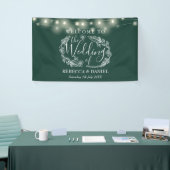 Emerald Green Floral Garland Script Wedding Banner (Messeveranstaltung)