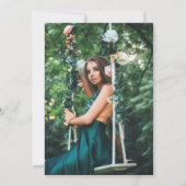 Emerald Green Floral Geometric Foto Quinceañera Einladung (Rückseite)