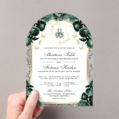 Emerald Green Floral Gold Arch Muslim Wedding Acryleinladungen (Insitu (Handheld))