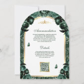 Emerald Green Floral Gold Arch Muslim Wedding Einladung (Rückseite)