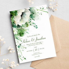 Emerald Green Floral Greenerity Wedding Einladung