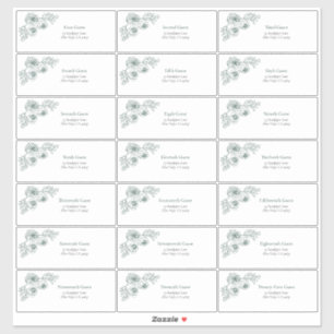 Emerald Green Floral Line Art Guest Address Aufkleber