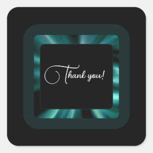 Emerald Green Floral - Modern Danke Design Quadratischer Aufkleber