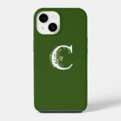EMERALD GREEN FLORAL MONOGRAM LETTER C DESIGN iPhone HÜLLE (Rückseite)