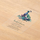 Emerald Green Floral Peacock Bridal Shower Acryleinladungen (Ablage )