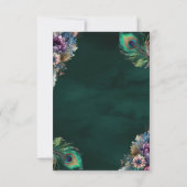 Emerald Green Floral Peacock Wedding RSVP Karte (Rückseite)