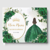 Emerald Green Floral Princess Dress Quinceanera Gästebuch (Vorderseite)