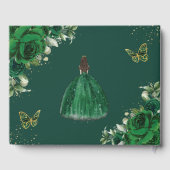 Emerald Green Floral Princess Dress Quinceanera Gästebuch (Rückseite)