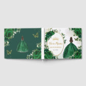 Emerald Green Floral Princess Dress Quinceanera Gästebuch (Voll)
