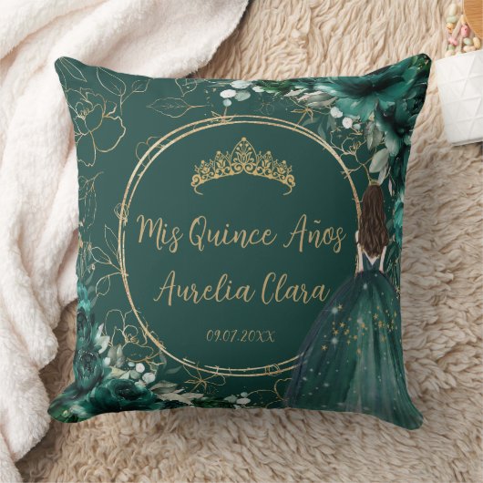 Emerald Green Floral Princess Quinceañera Keepake Kissen (Decke)