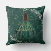 Emerald Green Floral Princess Quinceañera Keepake Kissen (Rückseite)
