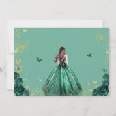Emerald Green Floral Princess Quinceañera Photo Einladung (Rückseite)