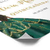 Emerald Green Floral Princess Quinceañera Willkomm Poster (Ecke)
