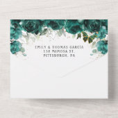 Emerald Green Floral Princess Tiara Quinceañera All In One Einladung (Rückseite)