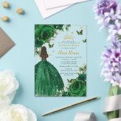 Emerald Green Floral Prinzessin Quinceañera Sweet Acryleinladungen (In Situ (Hochzeit))