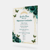 Emerald Green Floral Quinceanera Bar Cocktail Menü Acrylschild (Winkel)