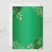 Emerald Green Floral Quinceanera Einladung (Rückseite)