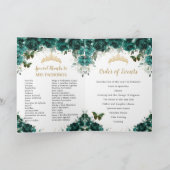 Emerald Green Floral Quinceanera Foto Padrinos Programm (Innenseite)