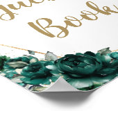 Emerald Green Floral Quinceañera Gastbuch-Zeichen Poster (Ecke)