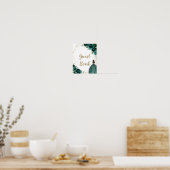 Emerald Green Floral Quinceañera Gastbuch-Zeichen Poster (Küche)