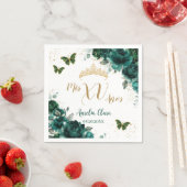 Emerald Green Floral Quinceanera Gold Butterfliege Serviette (Beispiel)