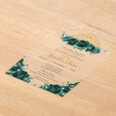 Emerald Green Floral Quinceanera Princess Crown Acryleinladungen (Ablage )