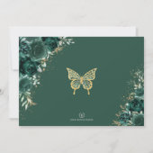 Emerald Green Floral Quinceañera Princess Foto Einladung (Rückseite)