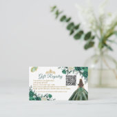 Emerald Green Floral Quinceañera QR Geschenkregist Begleitkarte (Stehend Vorderseite)
