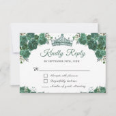 Emerald Green Floral Quinceañera RSVP Card (Vorderseite)