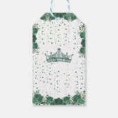 Emerald Green Floral Quinceañera Vielen Dank Geschenkanhänger (Rückseite)