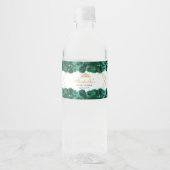 Emerald Green Floral Quinceanera Wasserflaschenetikett (Vorderseite)