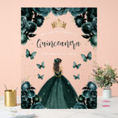 Emerald Green Floral Quinceañera Willkommen Acrylschild (Hochzeit)