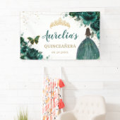 Emerald Green Floral Quinceañera Willkommen Hinter Banner (Insitu)