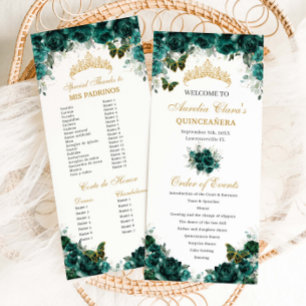 Emerald Green Floral Quinceñera Orden der Ereignis Programm