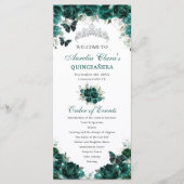 Emerald Green Floral Quinceñera Orden der Ereignis Programm (Vorderseite)