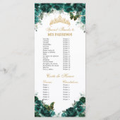 Emerald Green Floral Quinceñera Orden der Ereignis Programm (Rückseite)
