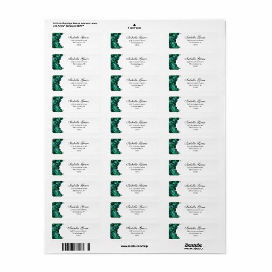 Emerald Green Floral Return-Address-Label (Vorne)