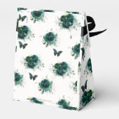 Emerald Green Floral Silver Quinceañera Butterfly Geschenkschachtel (Rückseite)