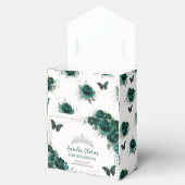 Emerald Green Floral Silver Quinceañera Butterfly Geschenkschachtel (Geöffnet)