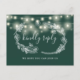 Emerald Green Floral Song Request RSVP Card Einladungspostkarte