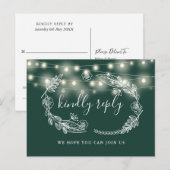 Emerald Green Floral Song Request RSVP Card Einladungspostkarte (Vorne/Hinten)