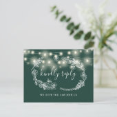 Emerald Green Floral Song Request RSVP Card Einladungspostkarte (Stehend Vorderseite)