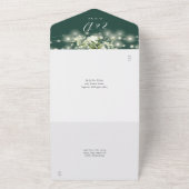Emerald Green Floral String Lights QR Code Wedding All In One Einladung (Außenbereich)